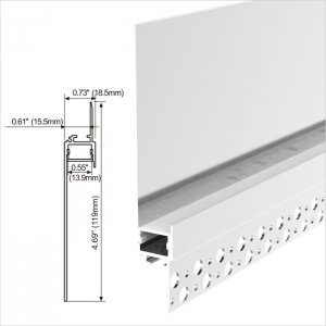 A085 Series 19*119mm LED Strip Channel - Aluminium LED profile whith single flange, recessed into 5/8" drywall, Wall to Ceiling or Ceiling to Wall